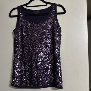 EILEEN FISHER Sequined 100% Merino Wool Tank Sweater